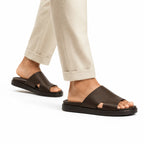 Sandale Cuir Grainé Slide