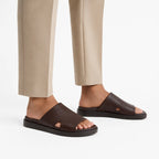 Sandale Cuir Grainé Slide