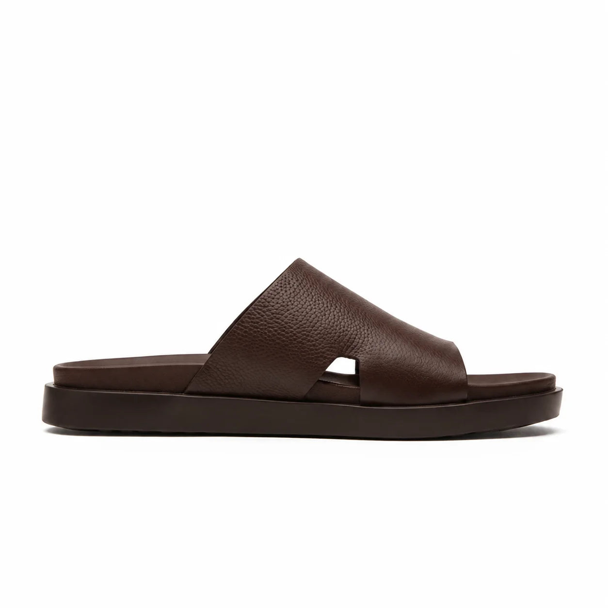 Sandale Cuir Grainé Slide