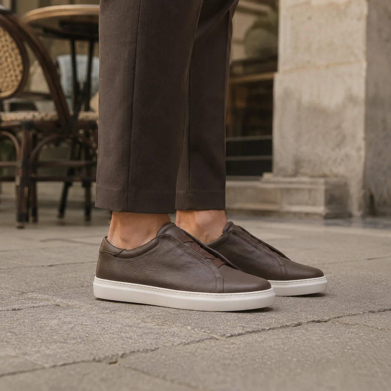 Sneaker Cuir Sans Lacets