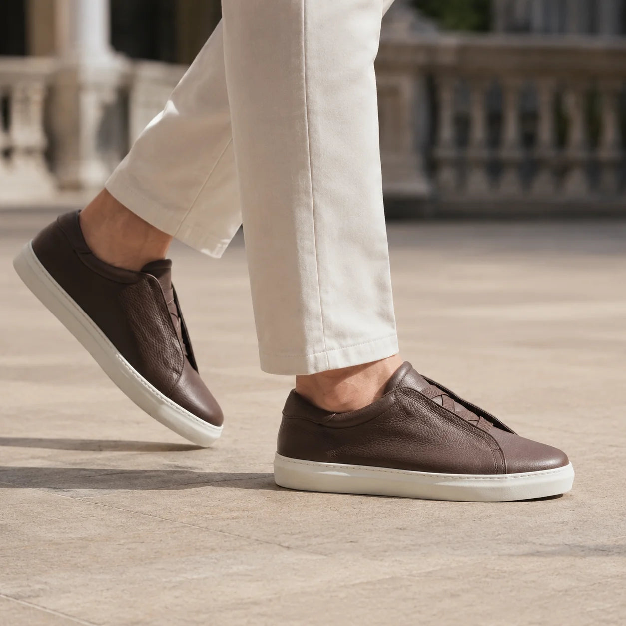 Sneaker Cuir Sans Lacets