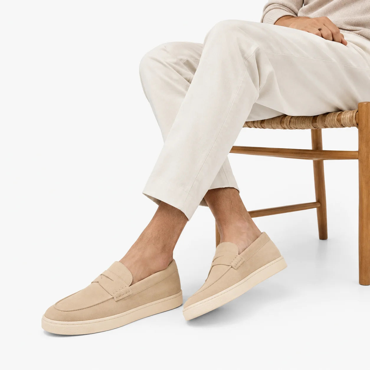 Penny Loafer Nubuck Semelle Blanche