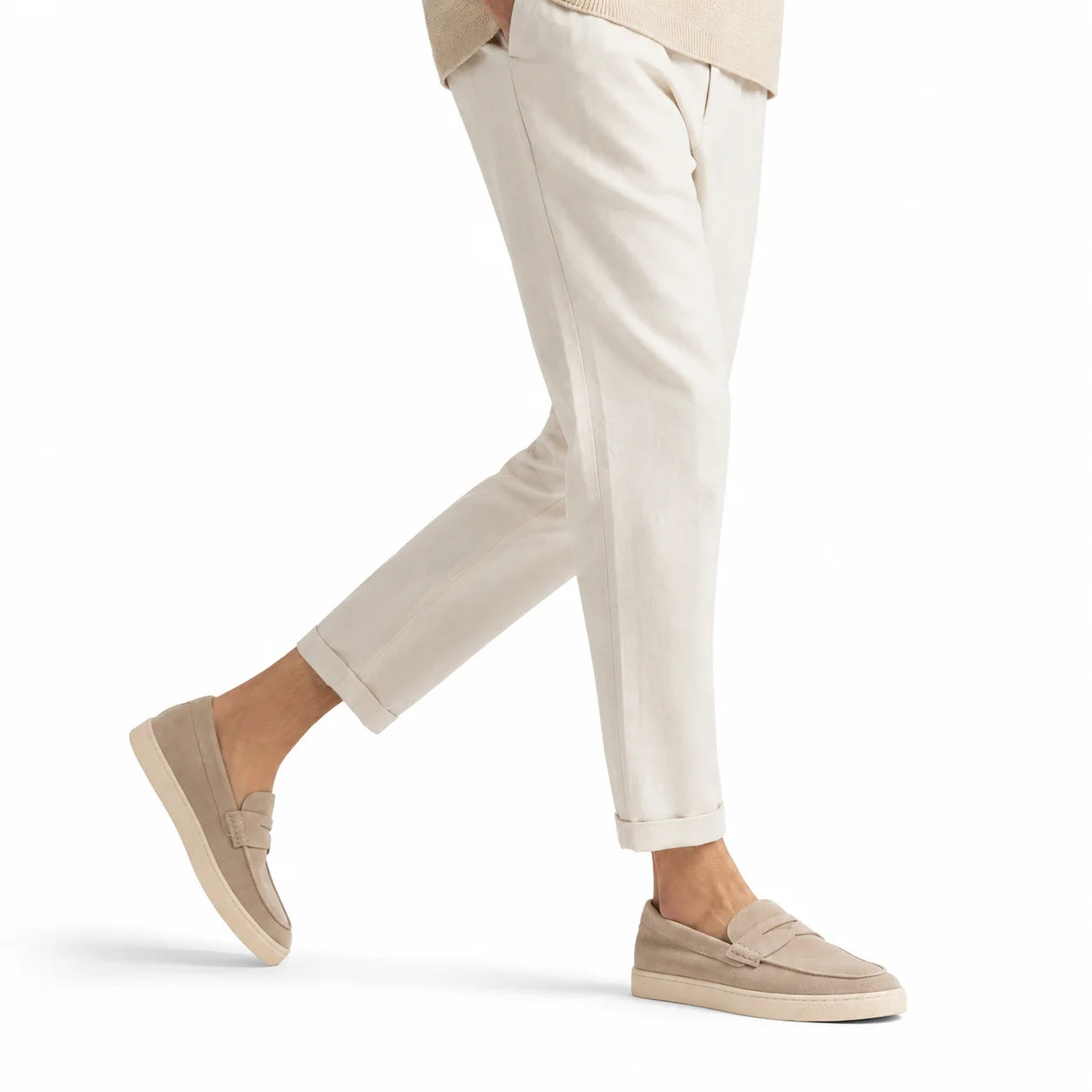 Penny Loafer Nubuck Semelle Blanche