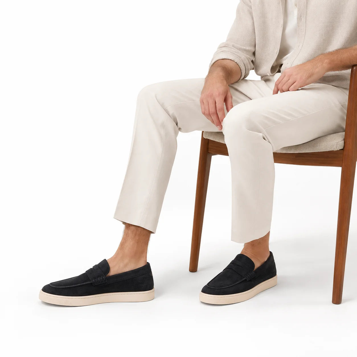 Penny Loafer Nubuck Semelle Blanche