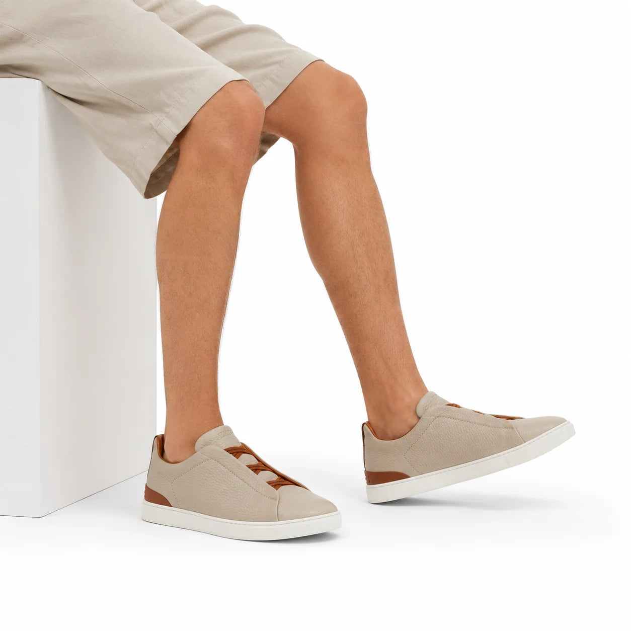 Sneaker Slip-On Cuir Grainé
