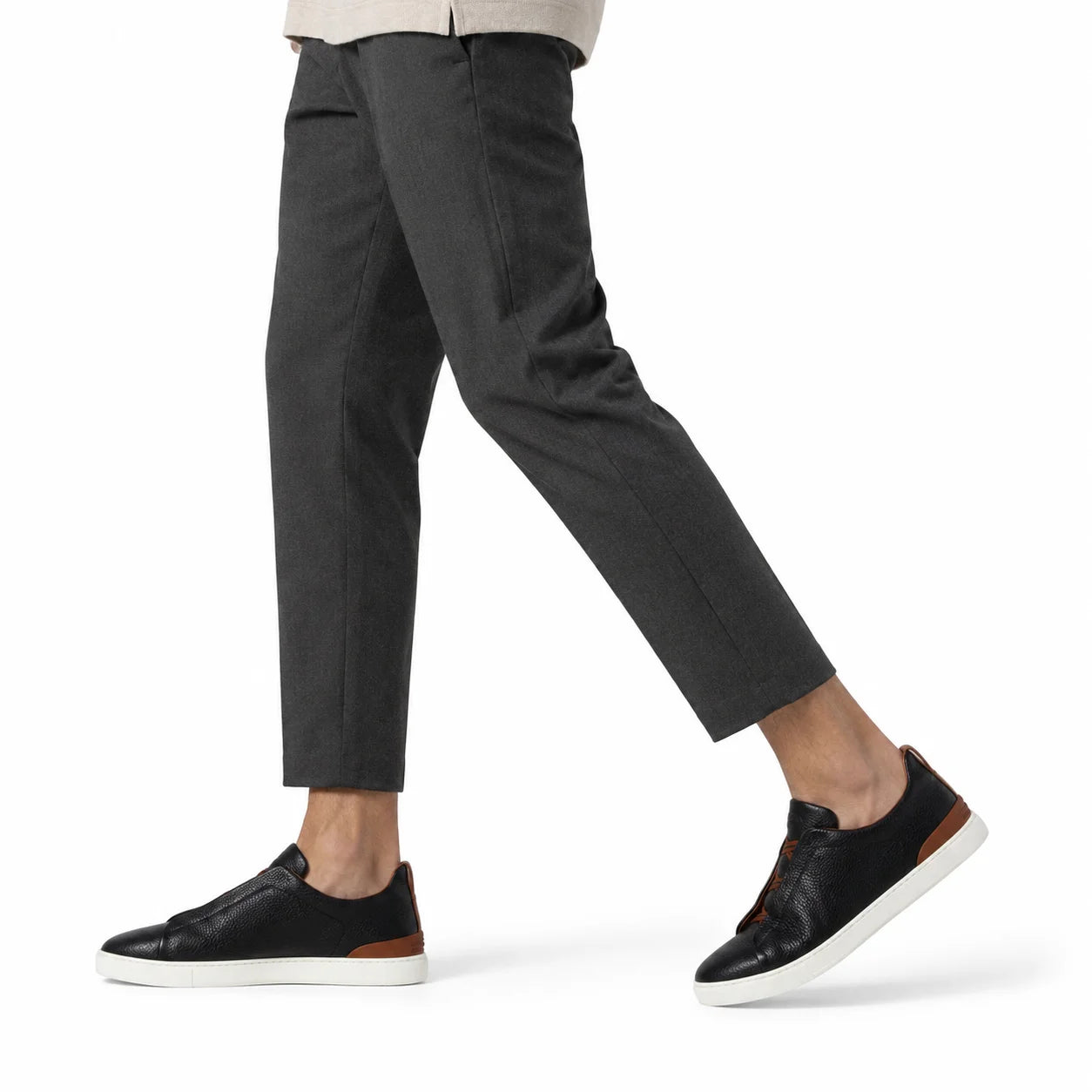 Sneaker Slip-On Cuir Grainé